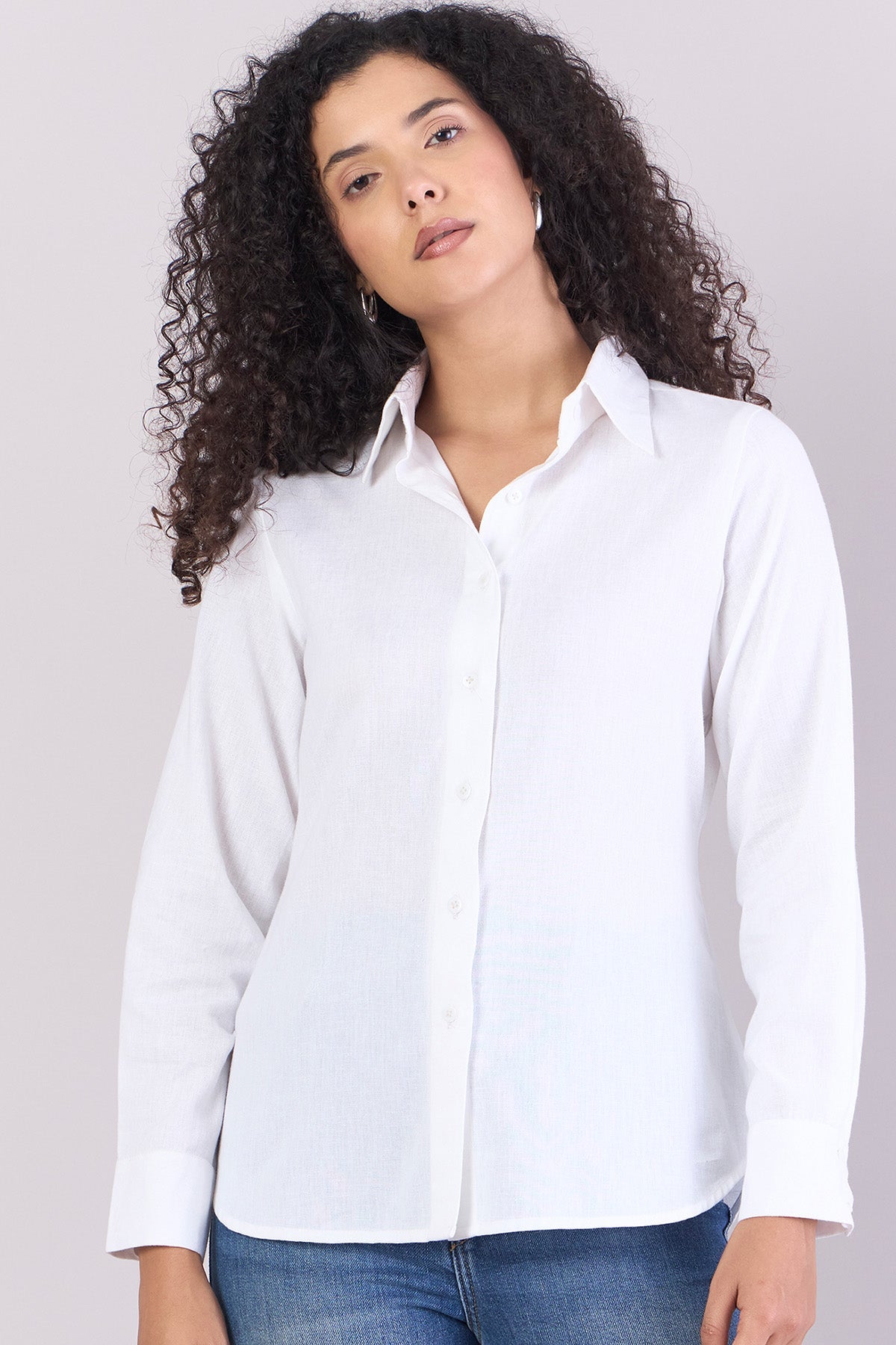 Buy White Cotton Relax Fit Shirt by PowerSutra for women online at ScrollnShops